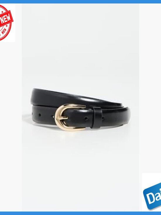Leather Belt with Polished Hardware, X-Small, Formal Style
